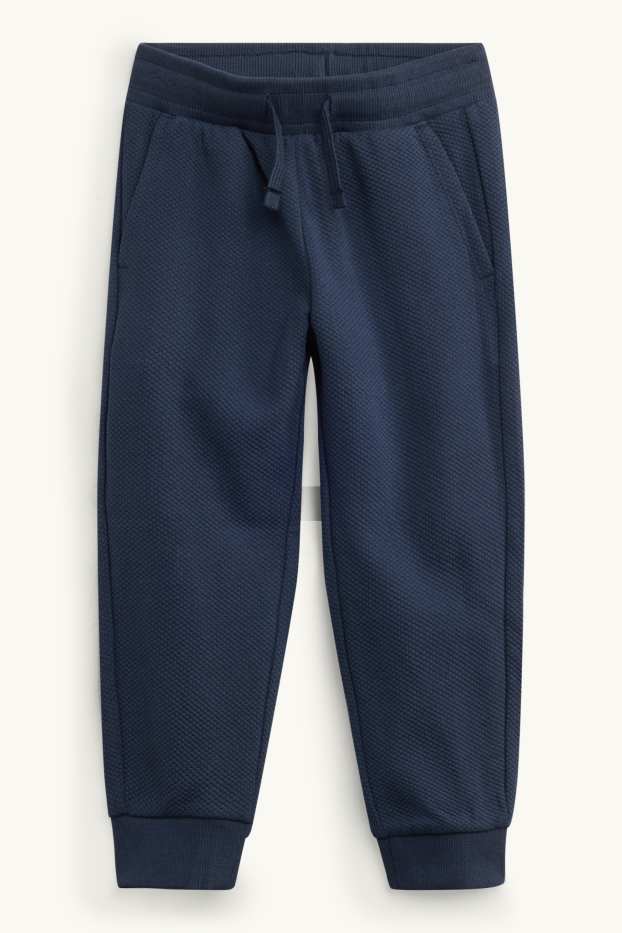 Kinderen: jongens - Joggingbroek - met structuur - donkerblauw