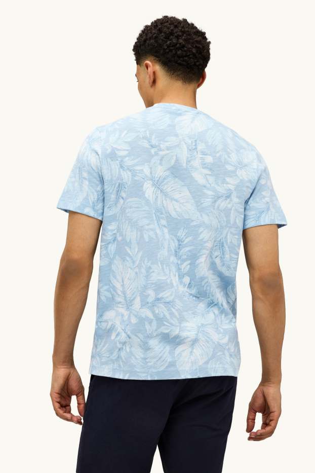 Hommes - T-shirt - regular fit - à motif - bleu clair