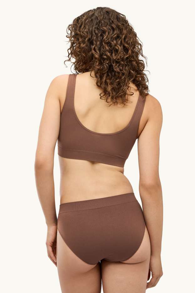 Donna - Confezione da 3 - slip - senza cuciture - marrone