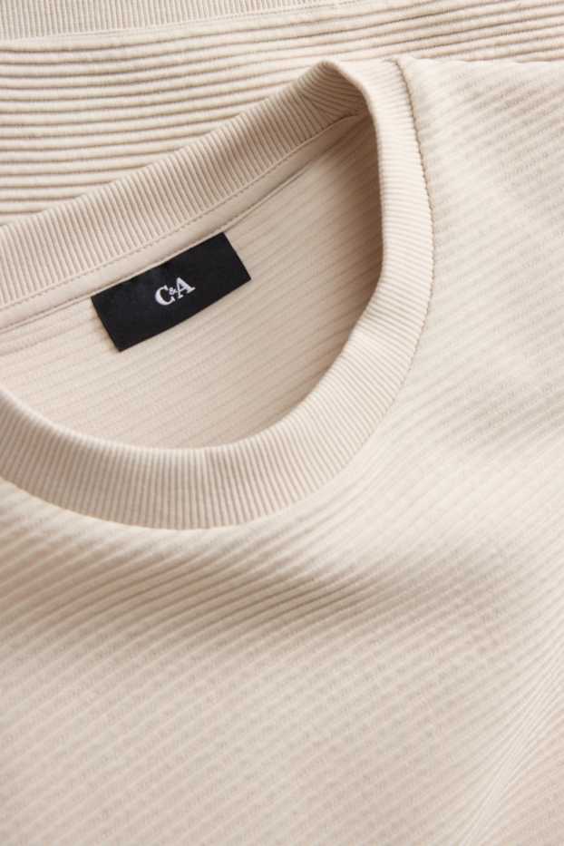 Herren - Sweatshirt - gerippt - cremeweiß