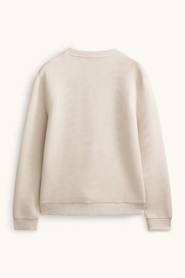 Herren - Sweatshirt - gerippt - cremeweiß