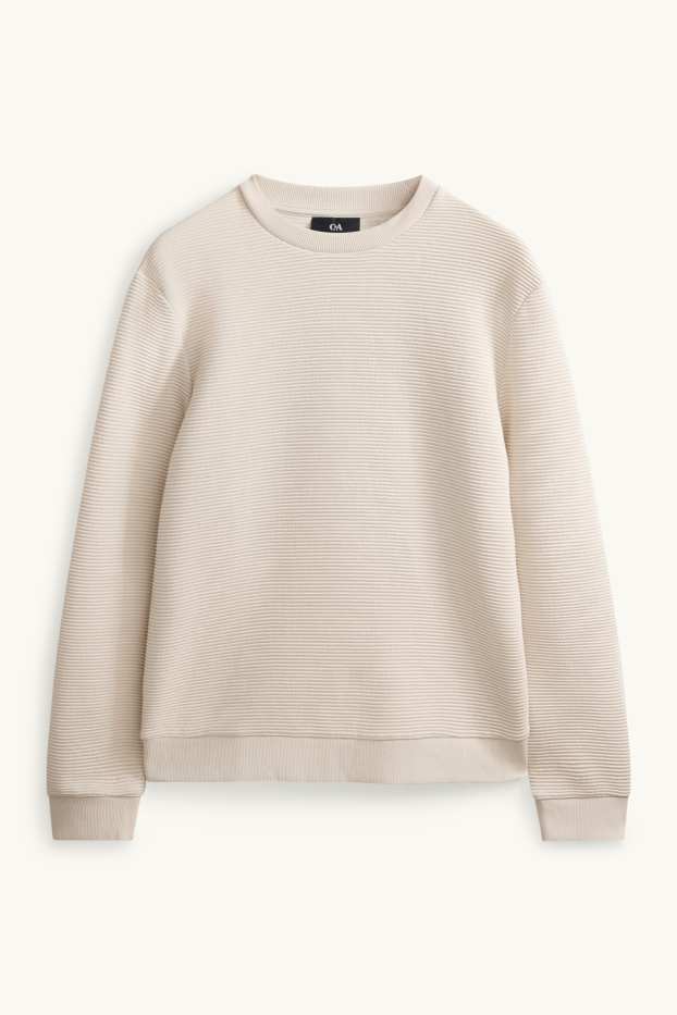 Herren - Sweatshirt - gerippt - cremeweiß