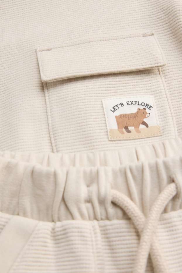 Baby Boys - Little bear - baby outfit - ribbed - 2 piece - beige
