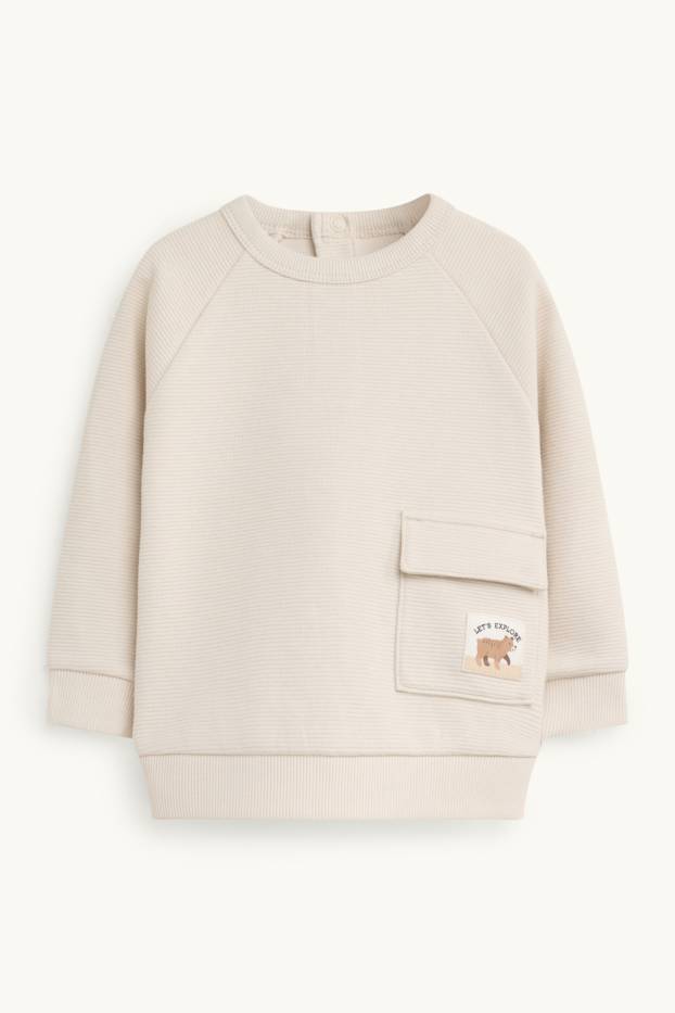 Baby Boys - Little bear - baby outfit - ribbed - 2 piece - beige