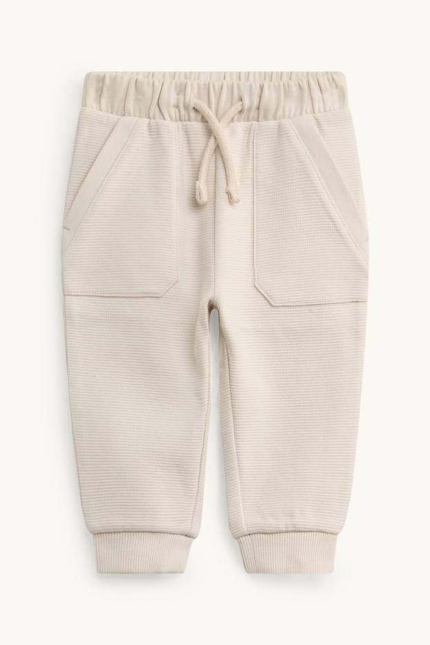 Baby Boys - Little bear - baby outfit - ribbed - 2 piece - beige