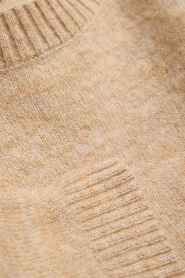 Damen - Strickpullover - kurzarm - hellbraun