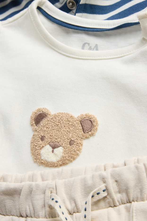 Baby Buben - Teddybär - Baby-Outfit - 3 teilig - blau / beige