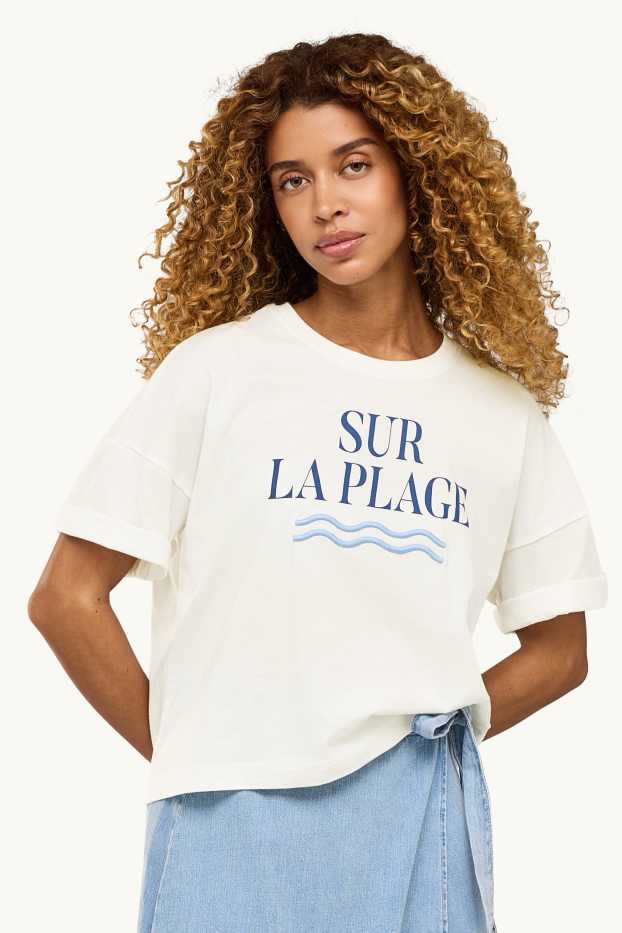 Dames - T-shirt - oversized - wit