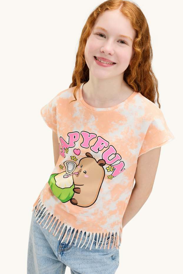 Enfants filles - CapyFun - T-shirt - à motif - blanc / orange