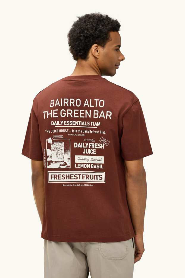 Hommes - T-shirt - relaxed fit - marron