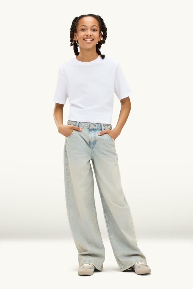 Kinder Mädchen - Wide Leg Jeans - hellblau