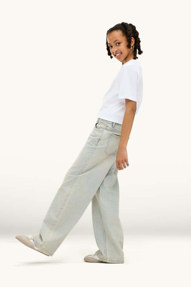 Kinder Mädchen - Wide Leg Jeans - hellblau