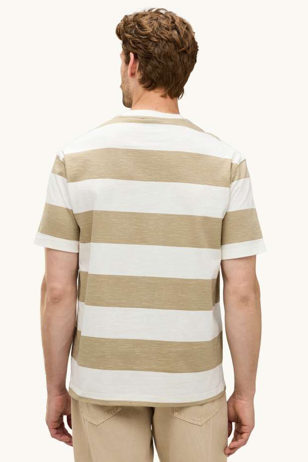 Herren - T-Shirt - Relaxed Fit - gestreift - weiss / beige