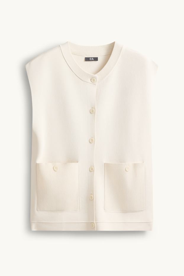 Dames - Gebreid gilet - crème wit