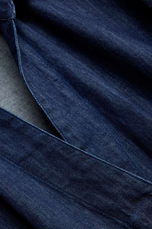Donna - Camicia di jeans con scollo a V - jeans blu scuro