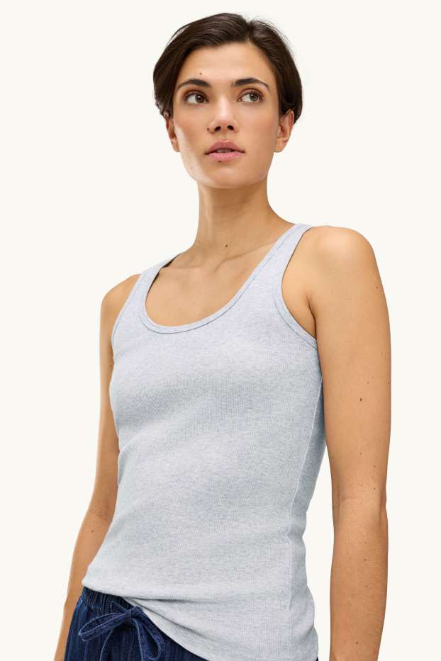 Femmes - Top - côtelé - gris