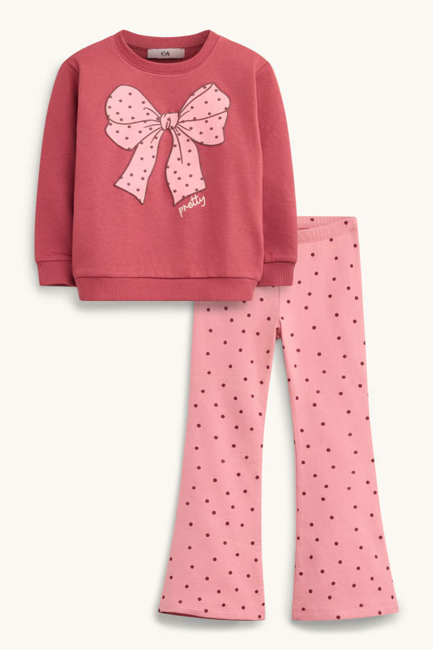 Nena - Llaç - conjunt - dessuadora i leggings acampanats - 2 peces - rosa/vermell