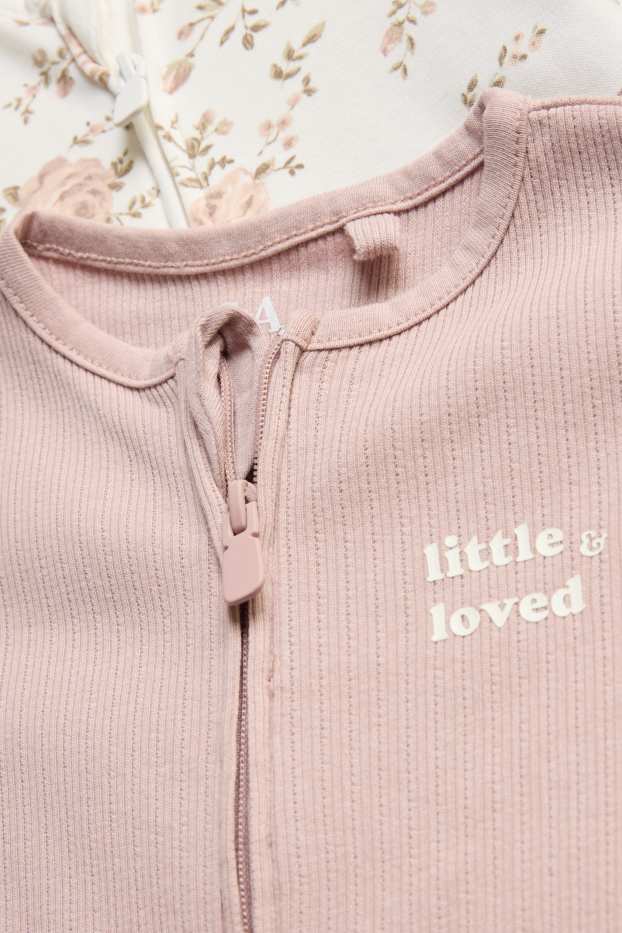 Bebés niñas - Pack de 2 - florecitas - pijamas para bebé - blanco / rosa