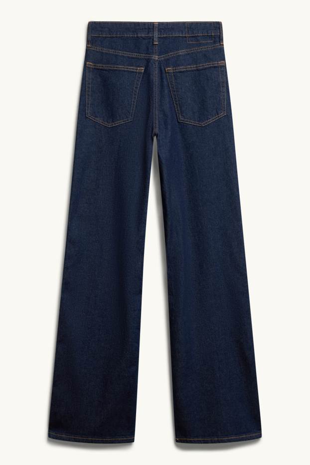 Damen - Wide Leg Jeans - High Waist - dunkeljeansblau