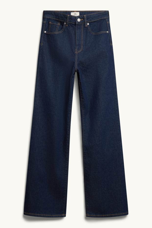 Damen - Wide Leg Jeans - High Waist - dunkeljeansblau