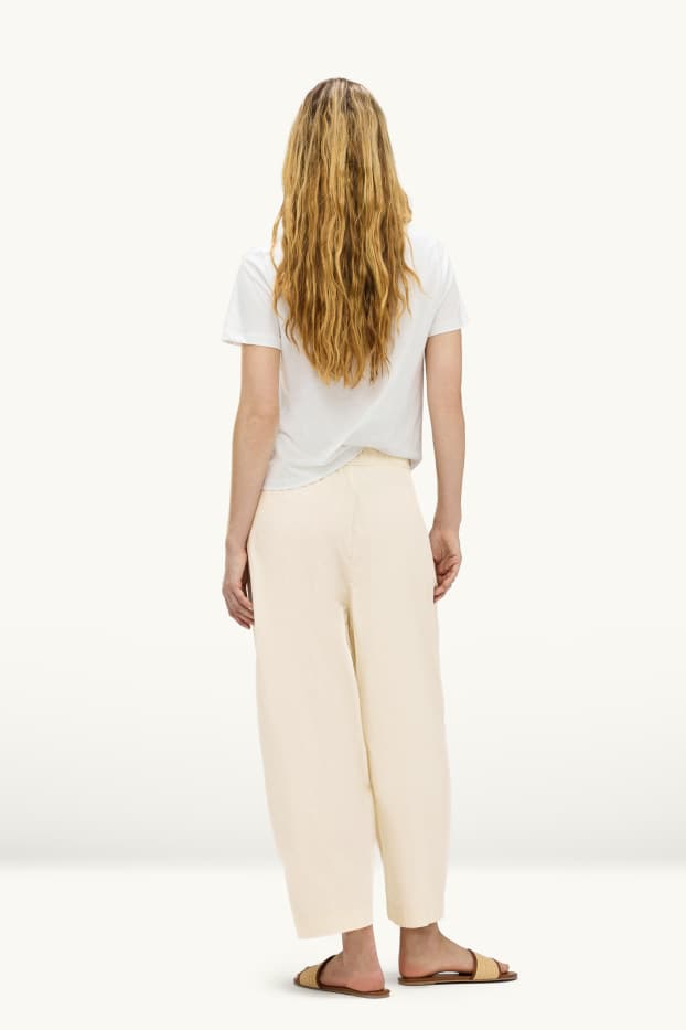 Damen - Stoffhose - Mid Waist - Barrel Leg - cremeweiss
