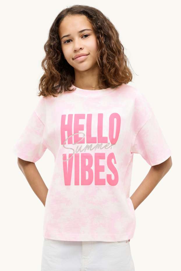 Kinder Mädchen - Kurzarmshirt - gemustert - rosa