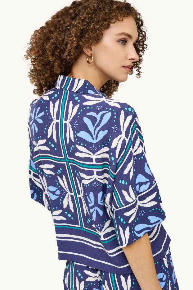 Damen - Bluse - gemustert - blau