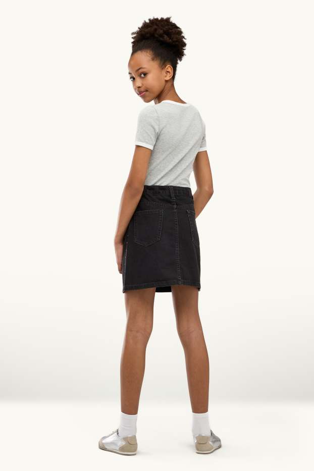 Kinder Mädchen - Jeansrock - dunkeljeansgrau
