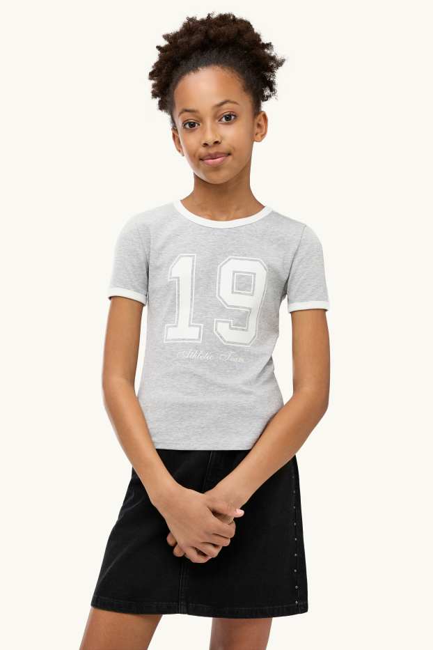 Kinder Mädchen - Kurzarmshirt - hellgrau