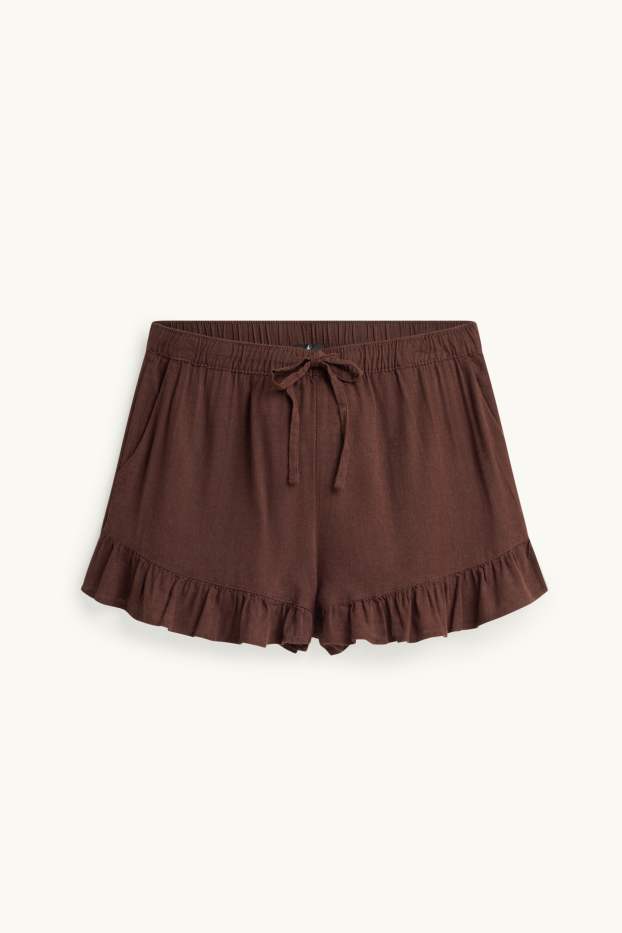 Femmes - Short - high waist - marron foncé