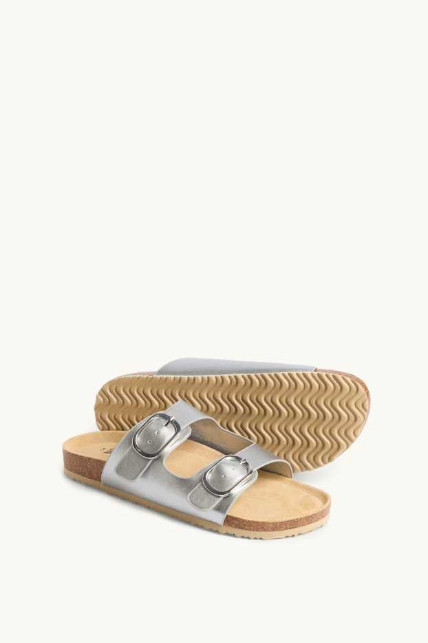 Women - Sandals - faux leather - silver