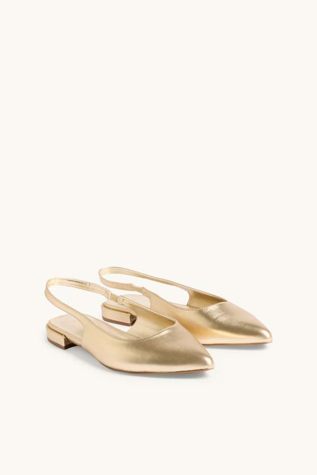 Damen - Sandalen - Lederimitat - Glanz-Effekt - gold