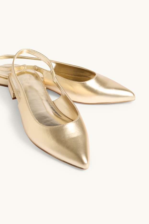Damen - Sandalen - Lederimitat - Glanz-Effekt - gold