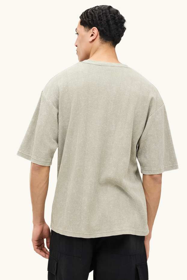 Herren - T-Shirt - Oversized - gerippt - hellgrün