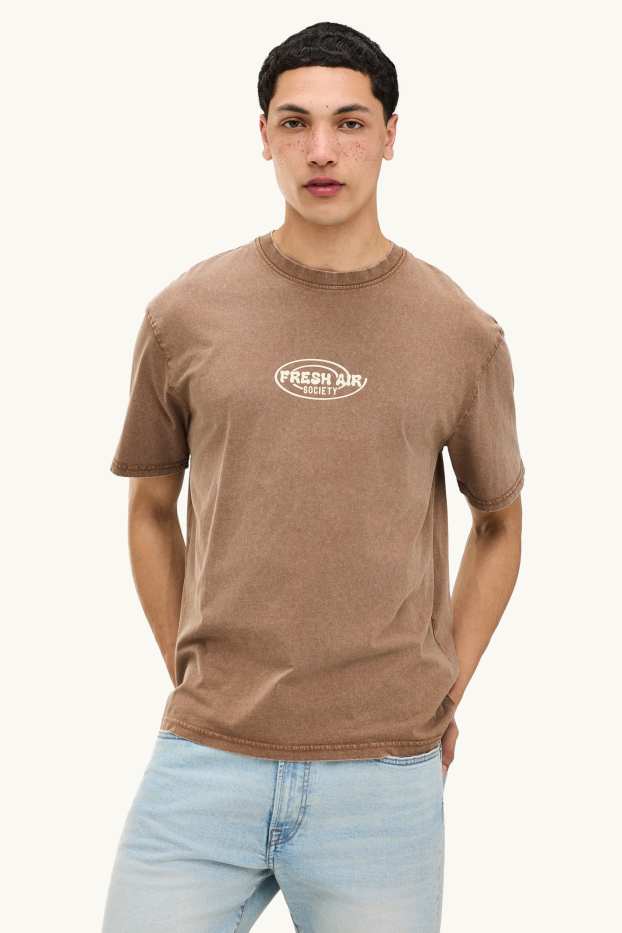 Bărbați - Tricou - relaxed fit - maro