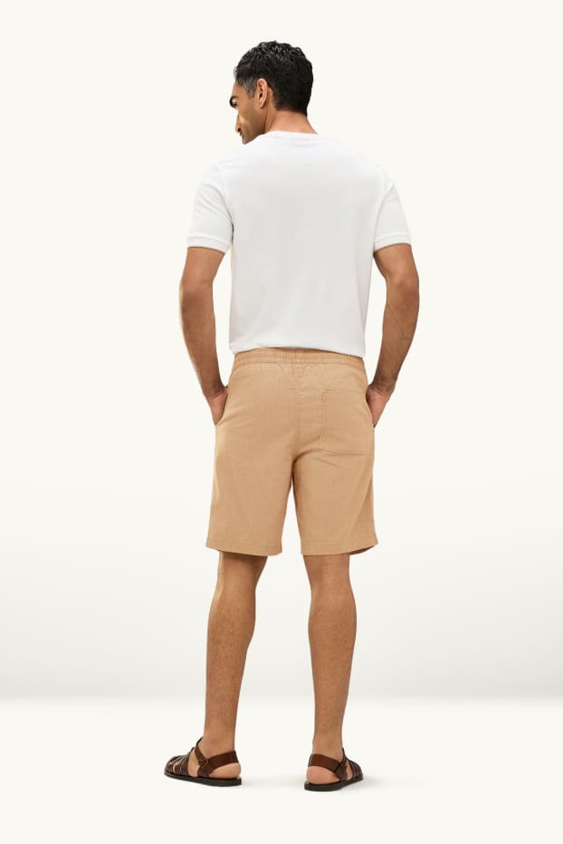 Uomo - Shorts - misto lino - marrone chiaro
