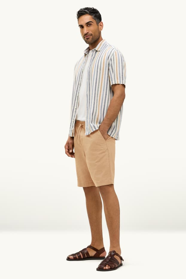 Uomo - Shorts - misto lino - marrone chiaro