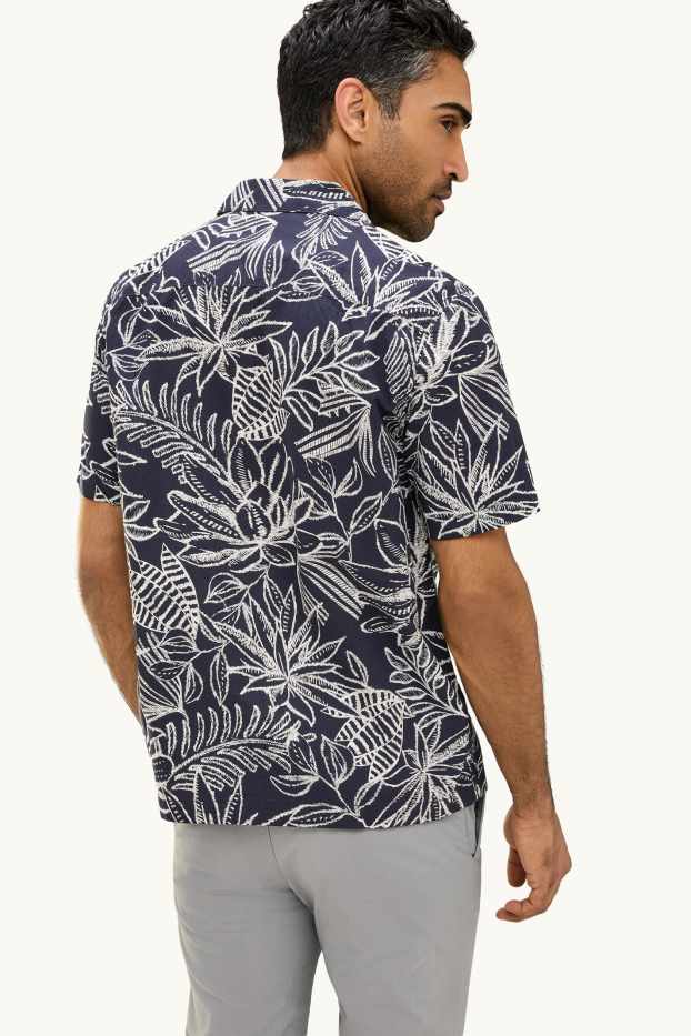 Hommes - Chemise - regular fit - col à revers - à motif - bleu foncé