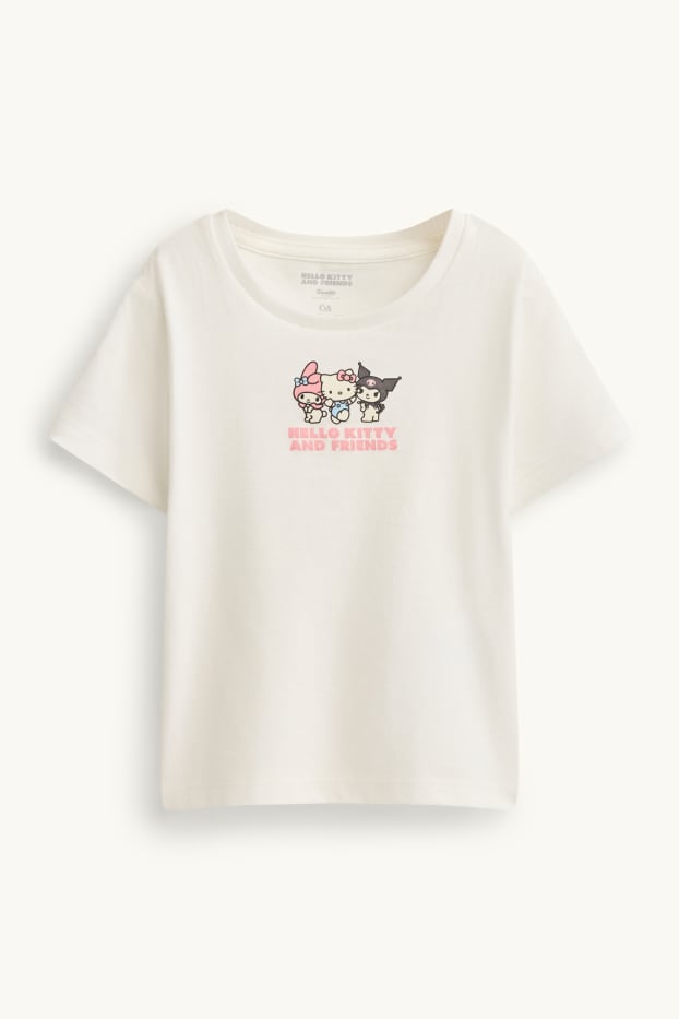 Copii - Fete - Hello Kitty and Friends - set - tricou cu mânecă scurtă și salopetă din denim - denim-albastru deschis
