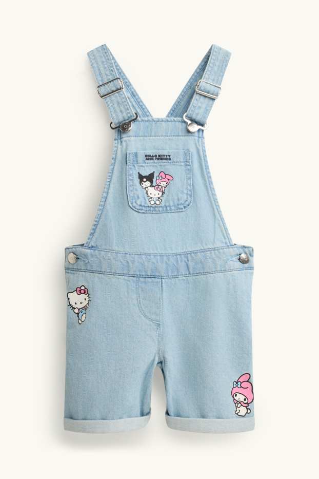 Copii - Fete - Hello Kitty and Friends - set - tricou cu mânecă scurtă și salopetă din denim - denim-albastru deschis