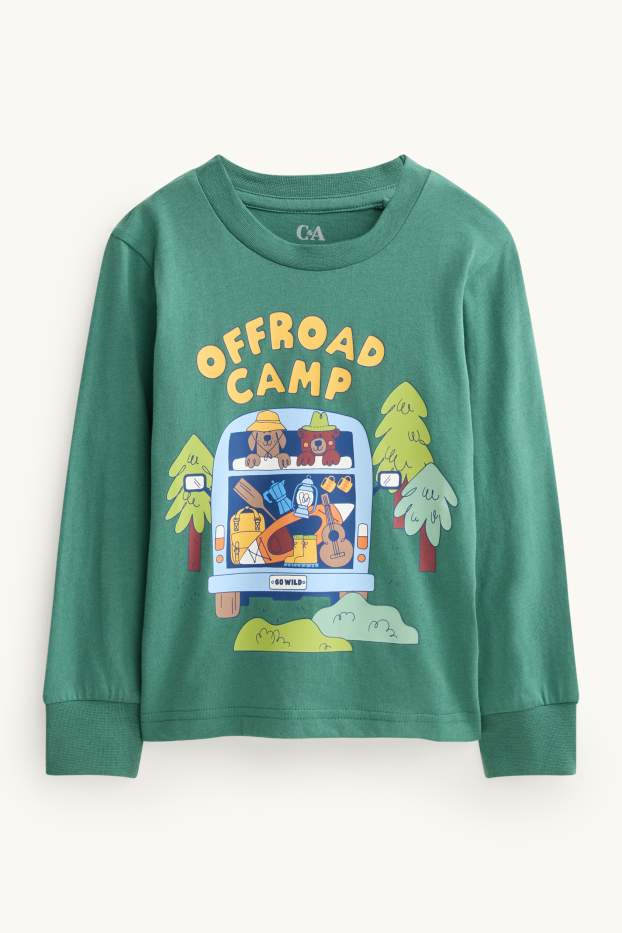 Enfants garçons - Ours, chien et camping - pyjama - 2 pièces - vert foncé