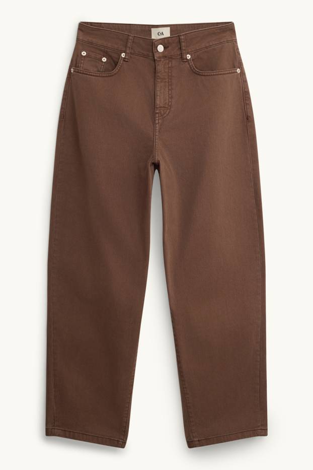 Damen - Barrel Jeans - High Waist - jeansbraun