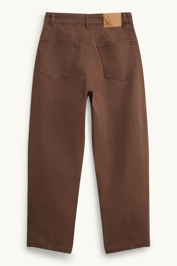 Damen - Barrel Jeans - High Waist - jeansbraun