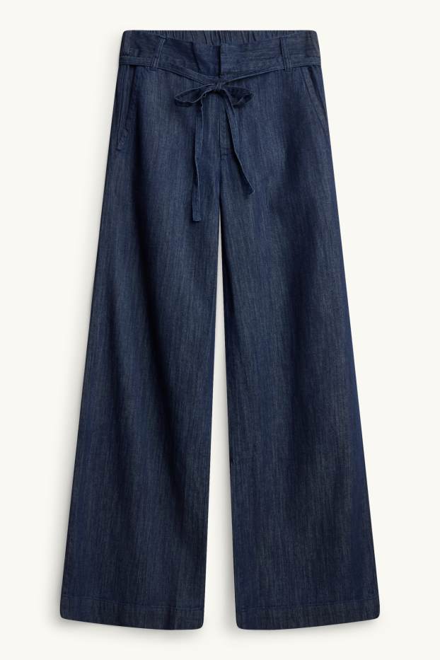 Femmes - Wide leg jean - mid waist - jean bleu foncé