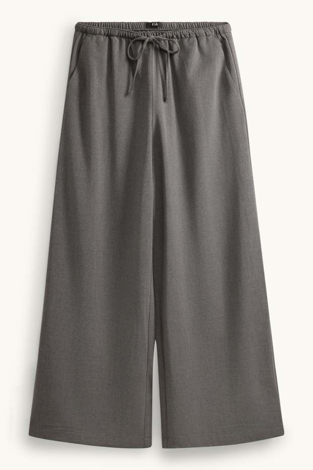 Damen - Stoffhose - Mid Waist - Wide Leg - grau