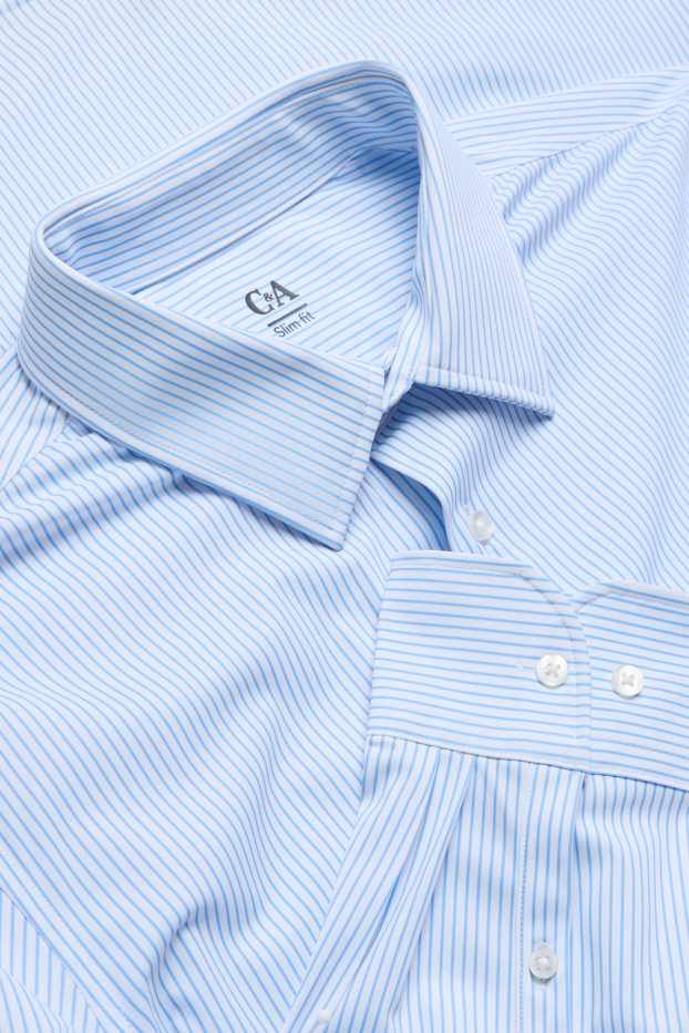 Men - Business shirt - slim fit - kent collar - Flex - striped - light blue