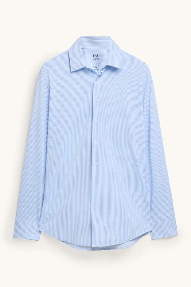 Men - Business shirt - slim fit - kent collar - Flex - striped - light blue