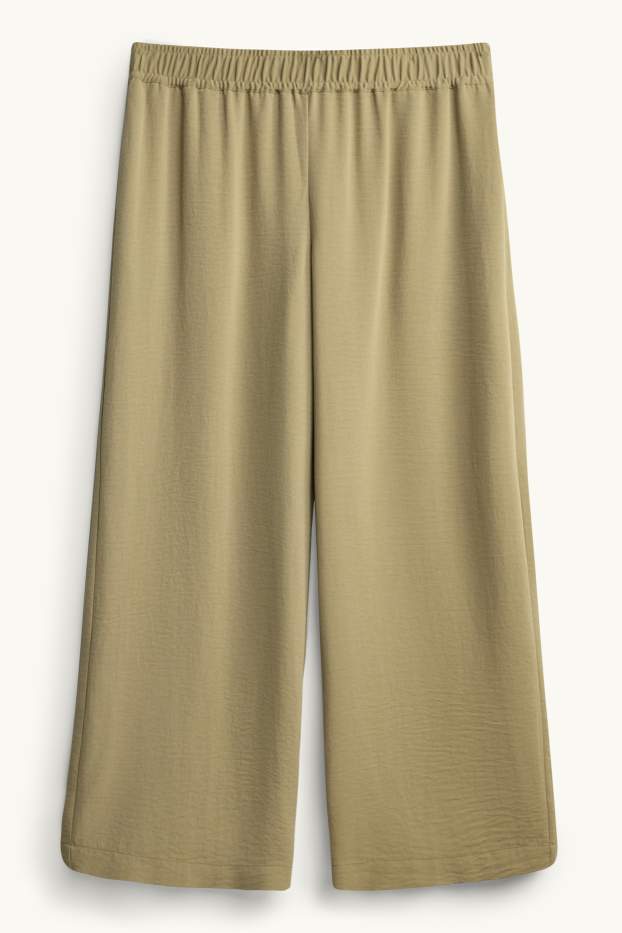 Femmes - Pantalon en toile - mid waist - palazzo - vert