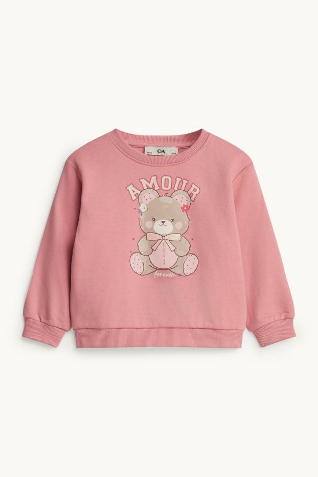 Bambine - Orsacchiotto - felpa - effetto brillante - rosa