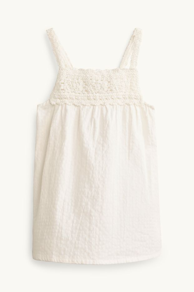 Children Girls - Dress - textured - white